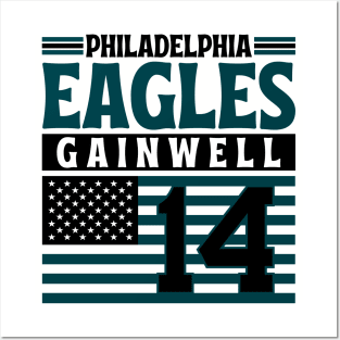 Philadelphia Eagles Gainwell 14 American Flag Football Posters and Art